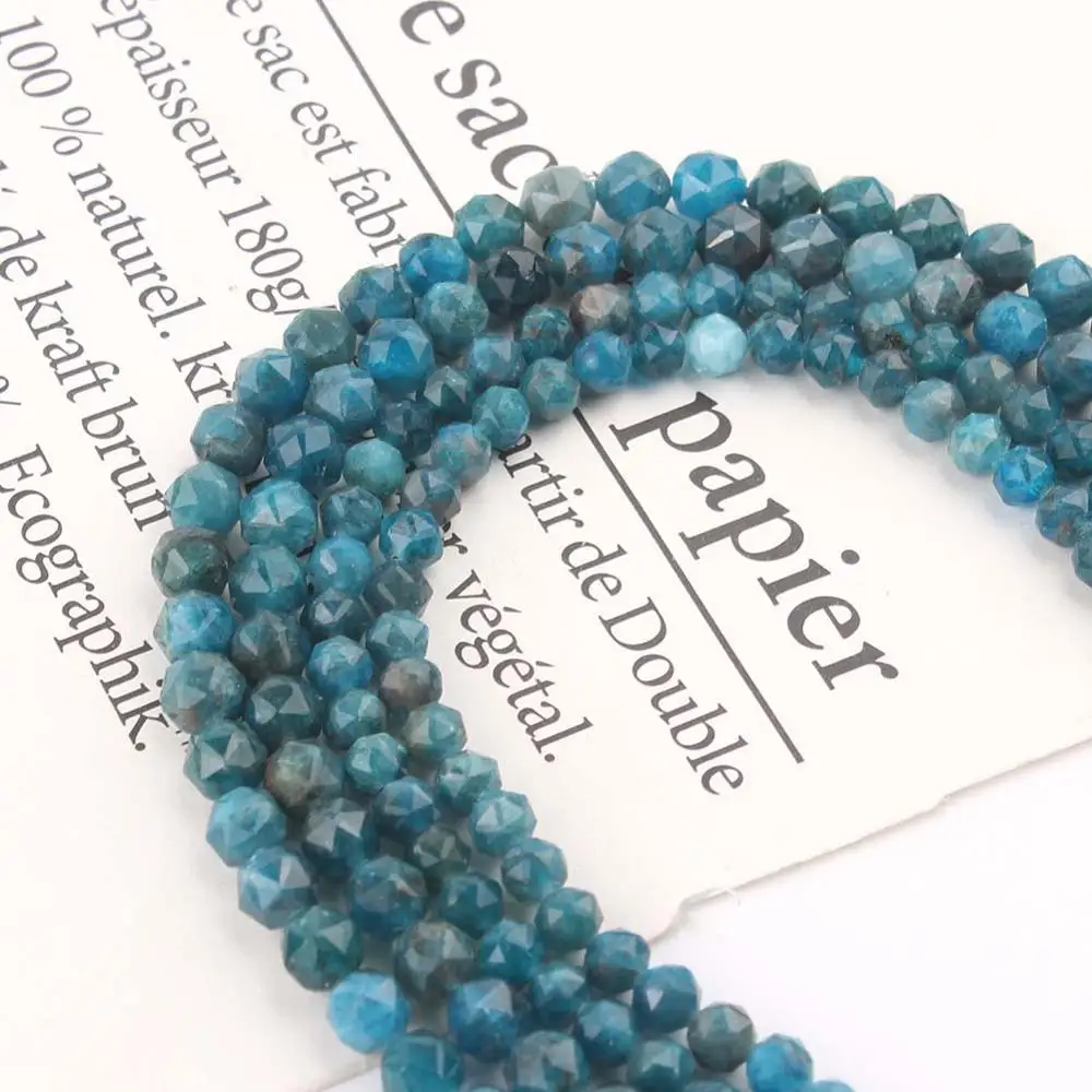 

AAA Natural Stone Faceted Gem Blue Apatite Stone 6/8mm Loose Spacer Beads For Jewelry Making Diy Bracelet Accessories 15"Inches