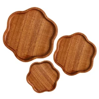 ebony wooden flower shape trays serving plates for bread fruit salad dessert cake serving platter