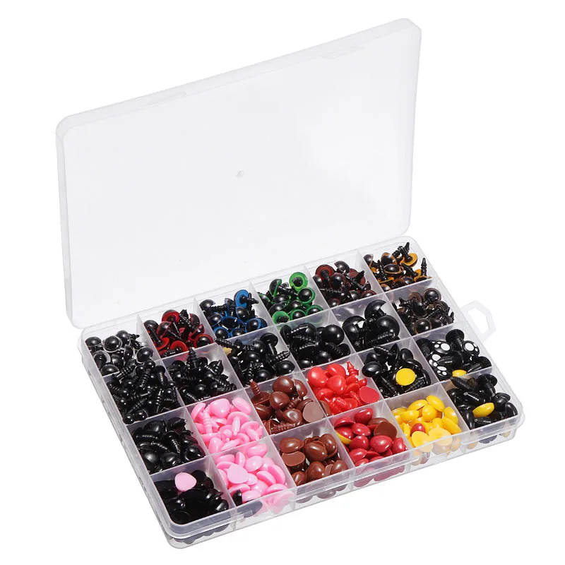 Caja de pl&aacute;stico para ojos de seguridad, accesorios para hacer mu&ntilde;ecas, oso de peluche, Animal de peluche, 6mm-14mm, 1040 Uds.-2