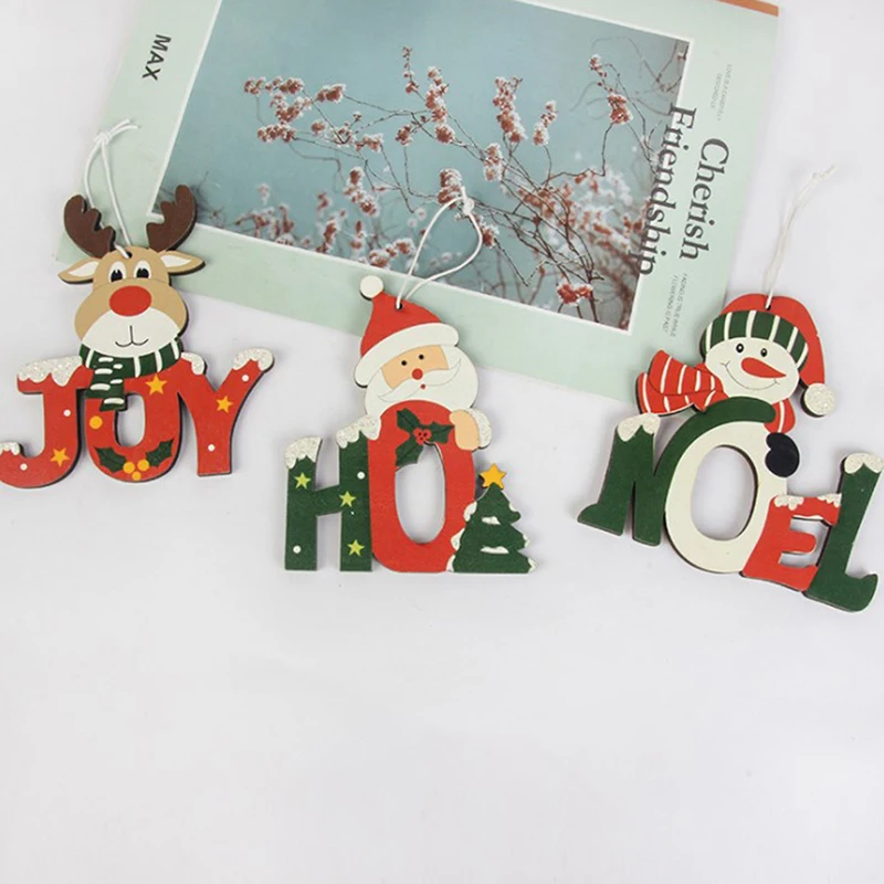 

New Christmas Ornament Wooden Hanging Pendants Xmas Tree Christmas Decorations Festival Supply