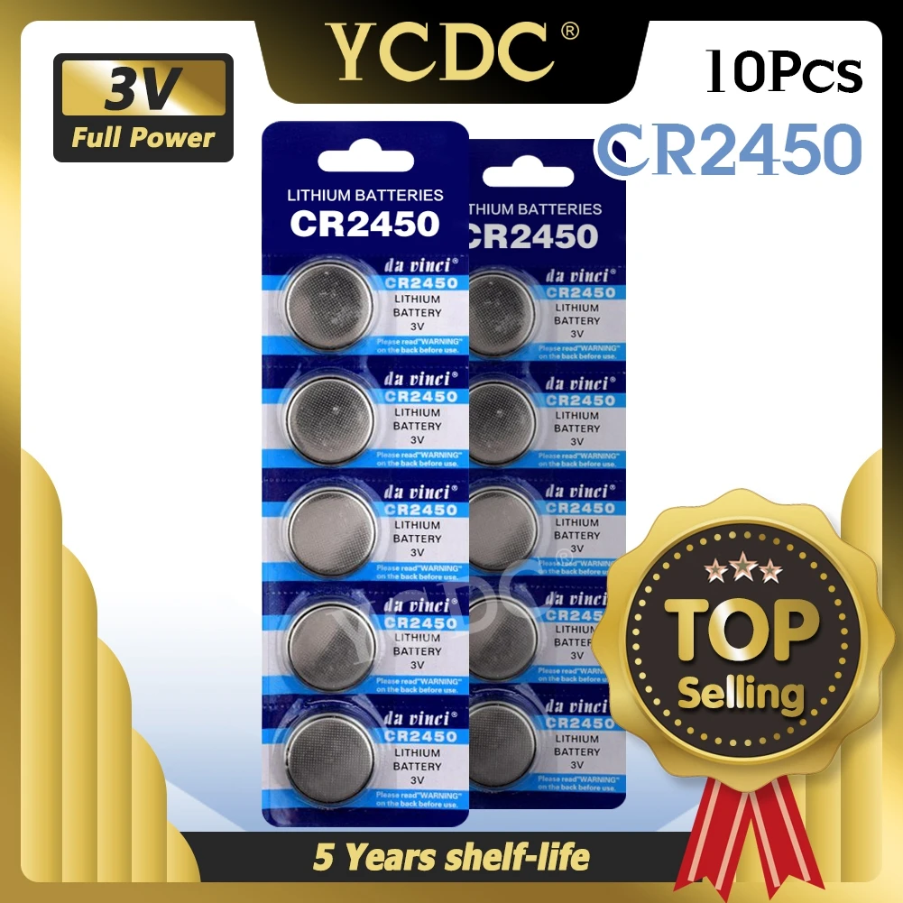 10 шт. CR2450 CR 2450 3v часовая батарейка, часовые батарейки, Литиевые Батарейки для компьютера, Montherboard, калькулятор, пульт дистанционного управления - изображение