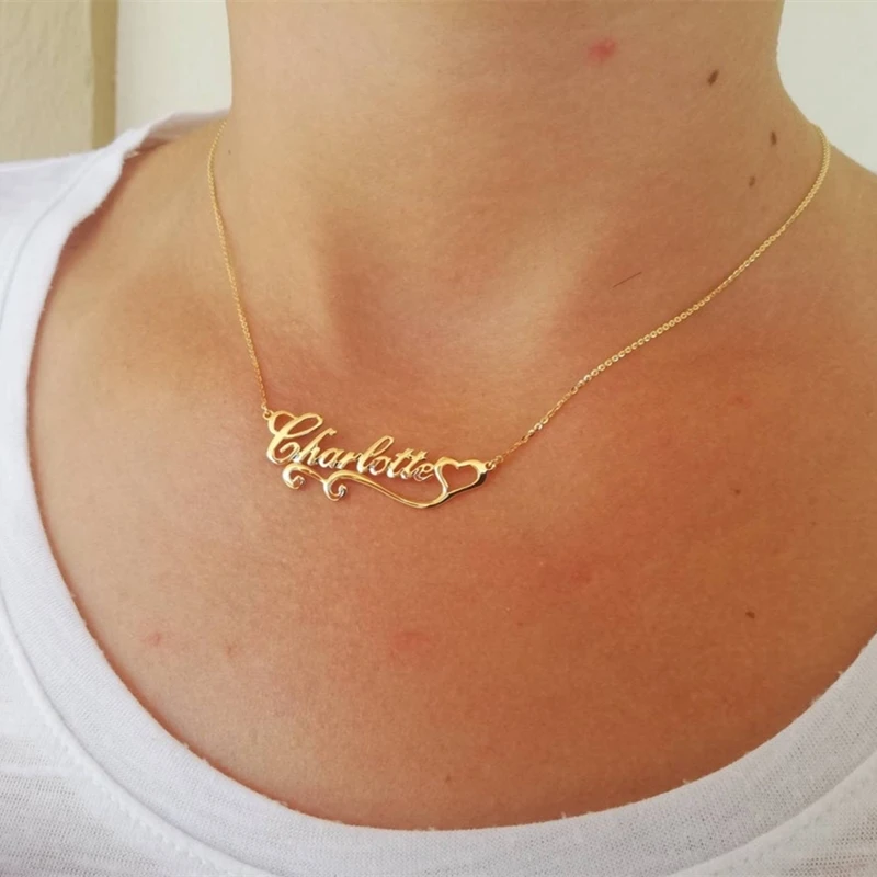 Ожерелье с милой лентой в форме сердца ожерелье именем для женщин и детей