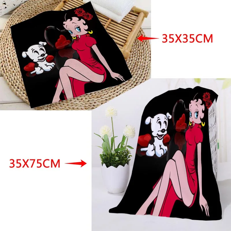 Новое поступление на заказ Betty Boop полотенце для лица с рисунком из микрофибры квадратные прямоугольные полотенца Размер 35x35 см 35x75 см - Цвет: 14