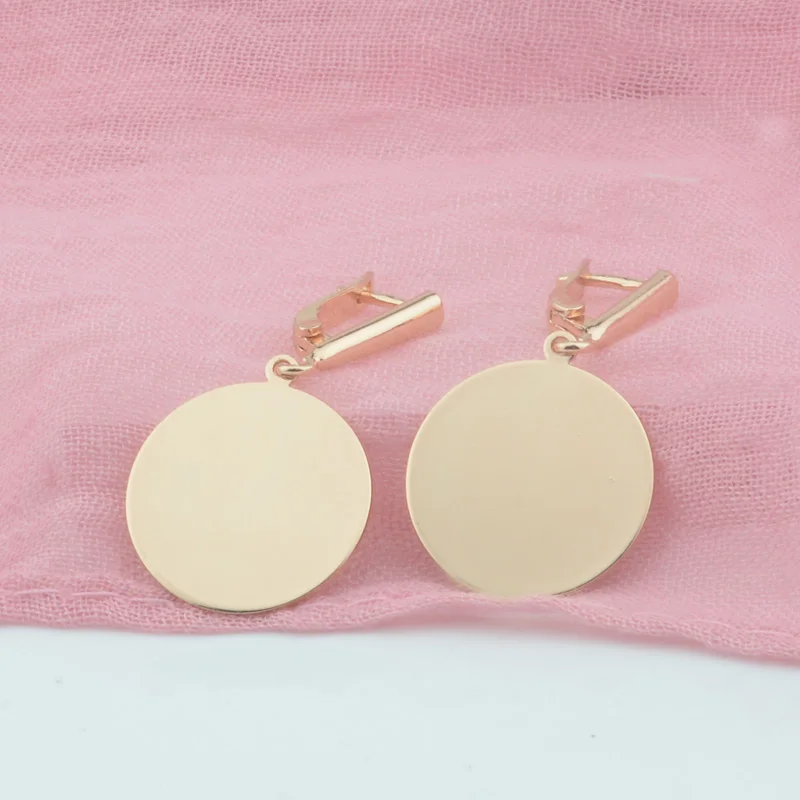 Женские круглые серьги FJ большие 20 мм розового золота 585 пробы|Серьги-подвески| |