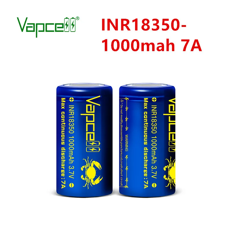 Бесплатная доставка Vapcell Оригинал 18350 1000mah 7A Мини литиевая батарея 3 7 V Высокая