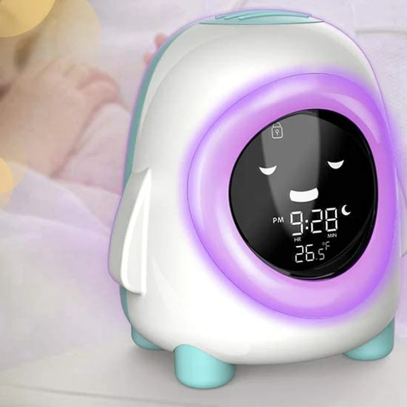

Alarm Clock for Kids,Smart Night Light Clock,with Temperature Detector & Sleeping Training,for Kids & Children-White