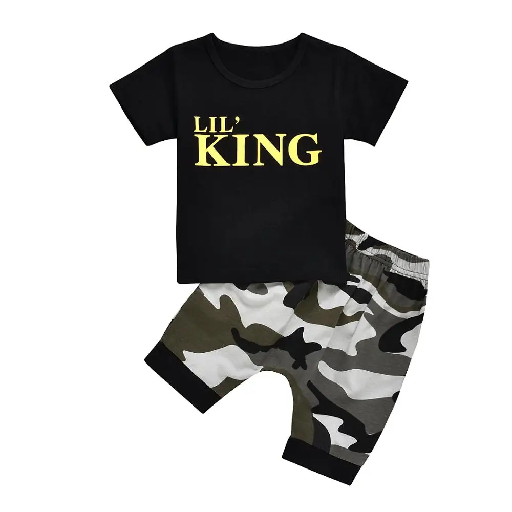 Toddler Kid Infant Baby Boy T-shirt Tops+yellow Letter Pants Outfit Summer Holiday Clothes | Детская одежда и обувь