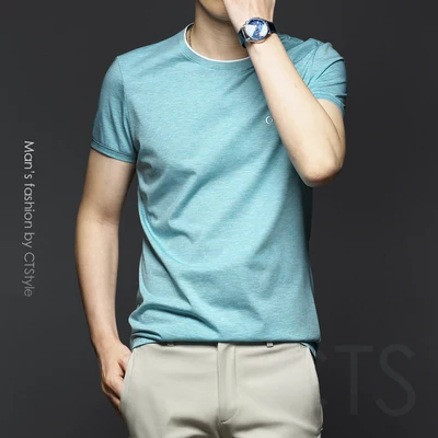 

Men's short sleeve t-shirt summer trend handsome casual half sleeve 7922
