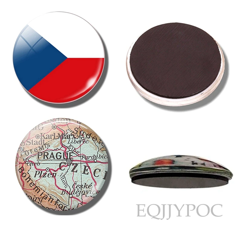 Магнит на холодильник с чешским флагом Прага карта путешествия 30 мм магниты