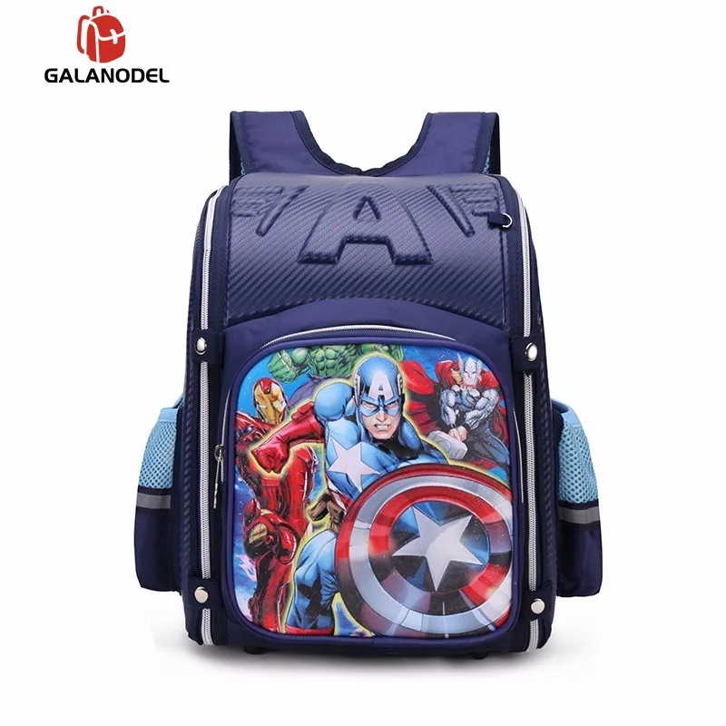 Детский Школьный рюкзак с 3D рисунком героя из мультфильма Капитан Америка для