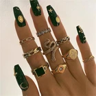 Женское кольцо в стиле ретро, богемное креативное кольцо с отверстиями и геометрическим рисунком, кольцо в виде змеи и пентаграммы с цветами, подарочное Ювелирное Украшение