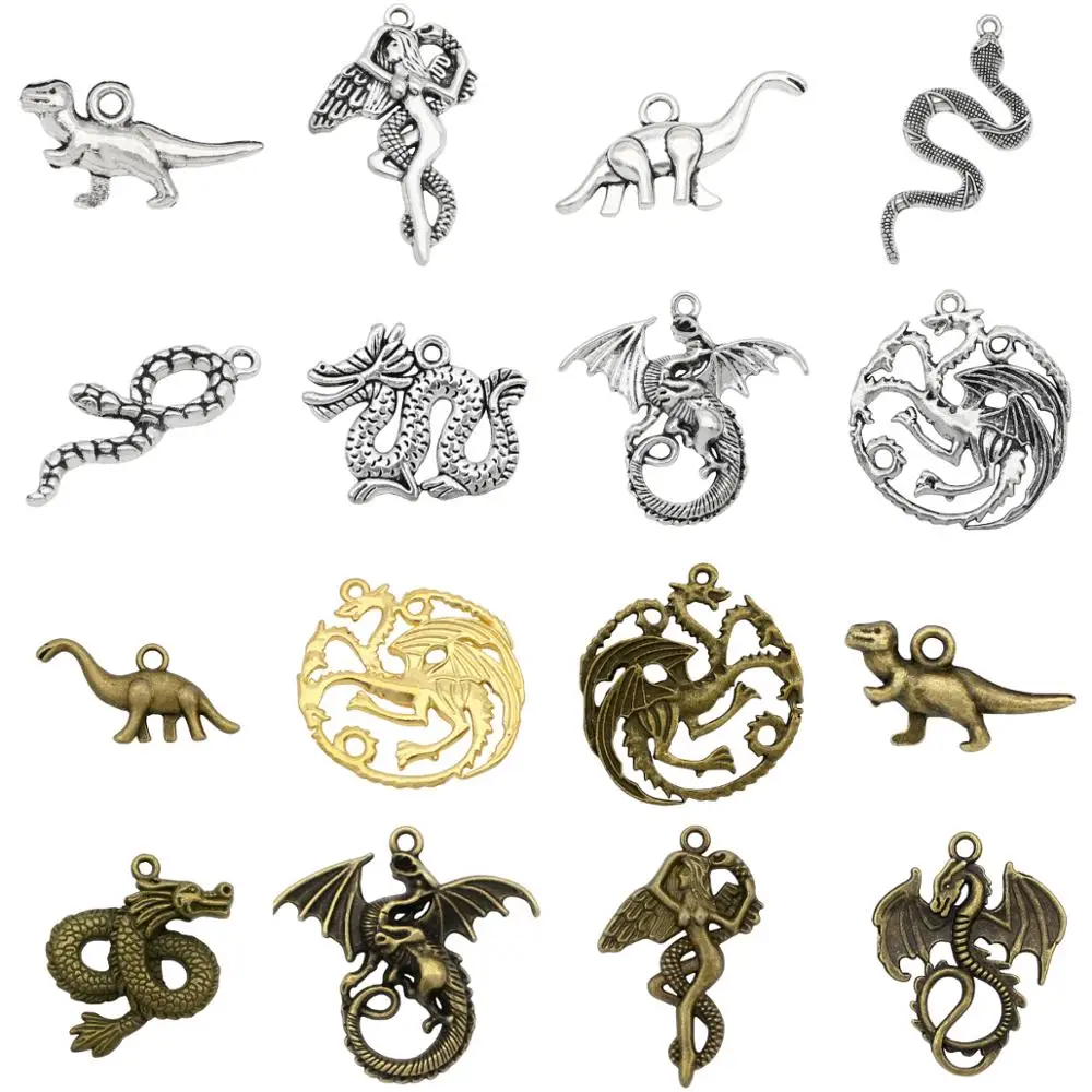 Античное серебро латунь бронза золото змея Уорд кадуцеус Птерозавр 3D динозавр