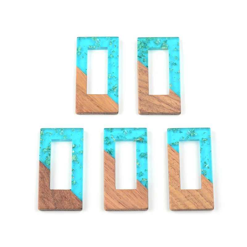 

10PCS Rectangle Earrings Accessories Natural Wood & Resin Splicing Hand Made DIY Making Charms Jewelry Findings & Components