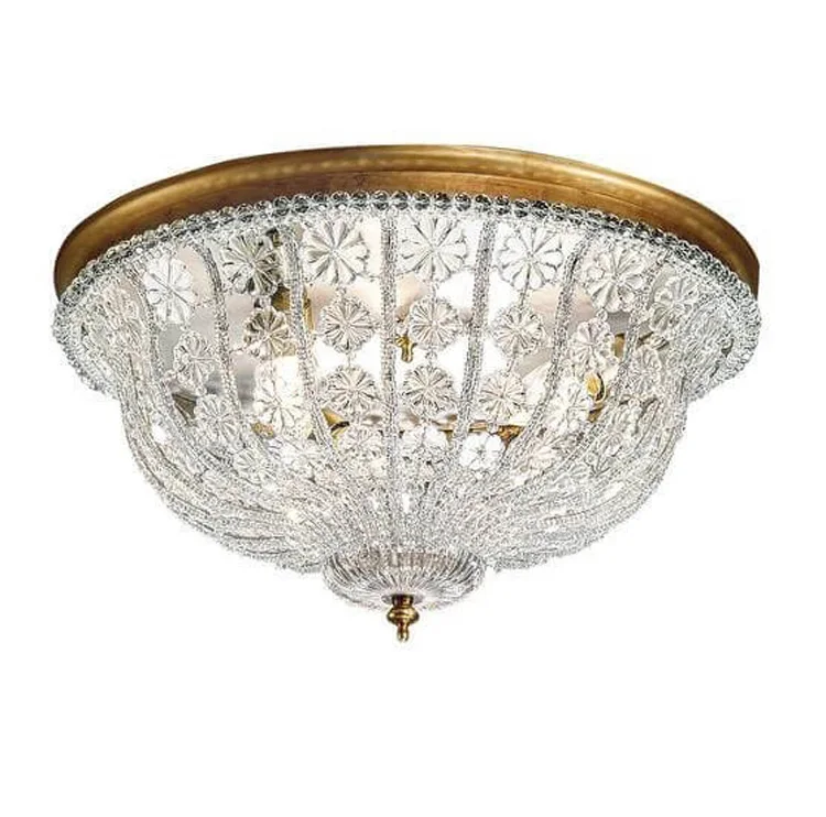 

French luxury crystal petal ceiling lamp American romantic warm European style girl bedroom room lamp
