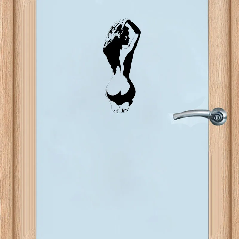 

YOJA 8.7*22CM Fun Naked Woman Sexy Back Girl Hot Decoration Door Decal Wall Sticker Black5095