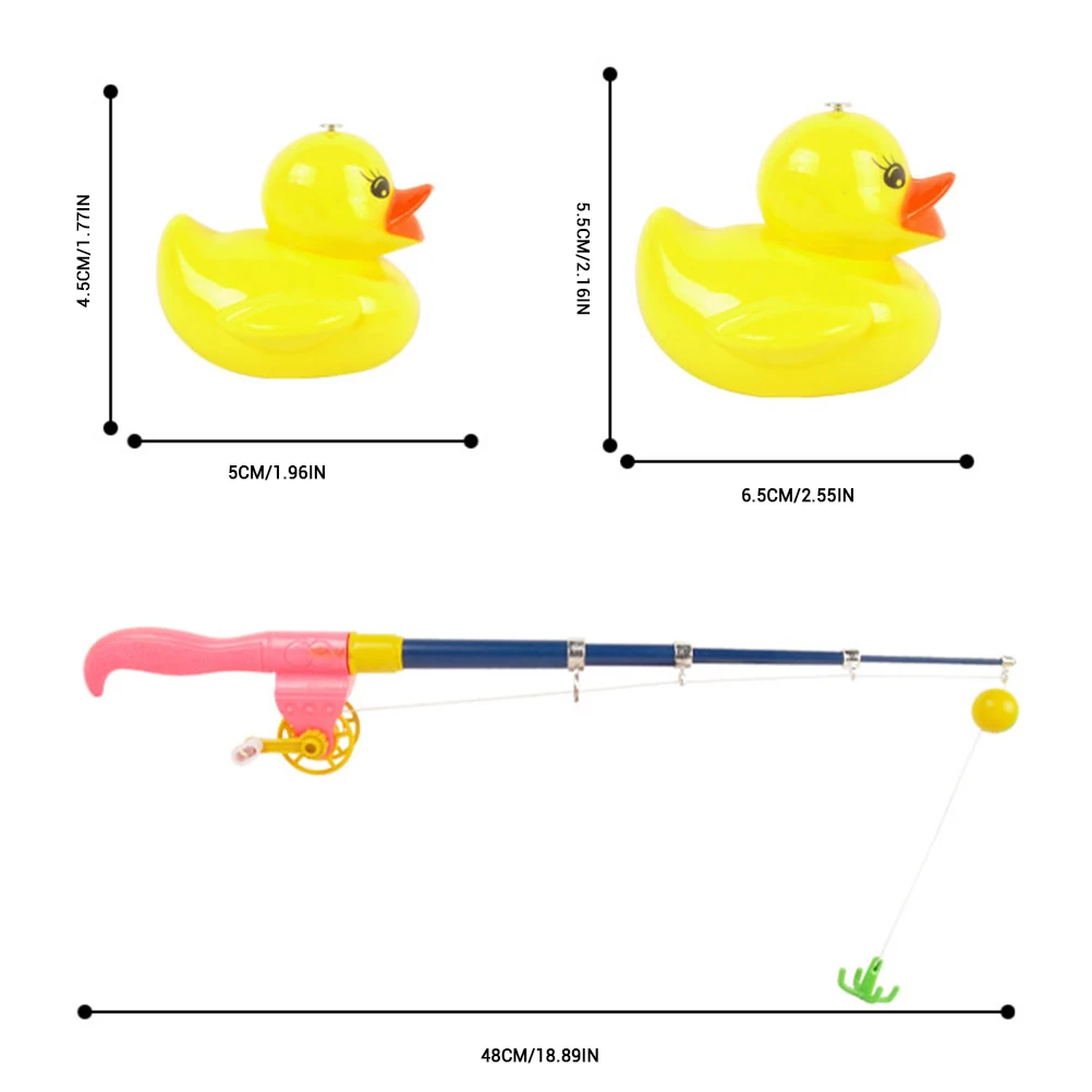 2 комплекта детских магнитных рыболовных игрушек с желтой уткой удочки Детские