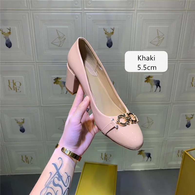 Тонкие Туфли Новинка 2020 года Женские туфли из лакированной кожи с круглым носком