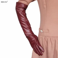 nducjsi sexy long gloves leather tight 50cm clubwear mittens fashion winter arm sleeve high quality hot sale black white red