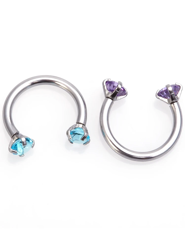 1pc Cubic Zirconia Nose Ring Septum Labret Eyebrow Helix Stud for Women Men 16g Steel Horseshoe Hoop BCR Body Piercing Jewelry