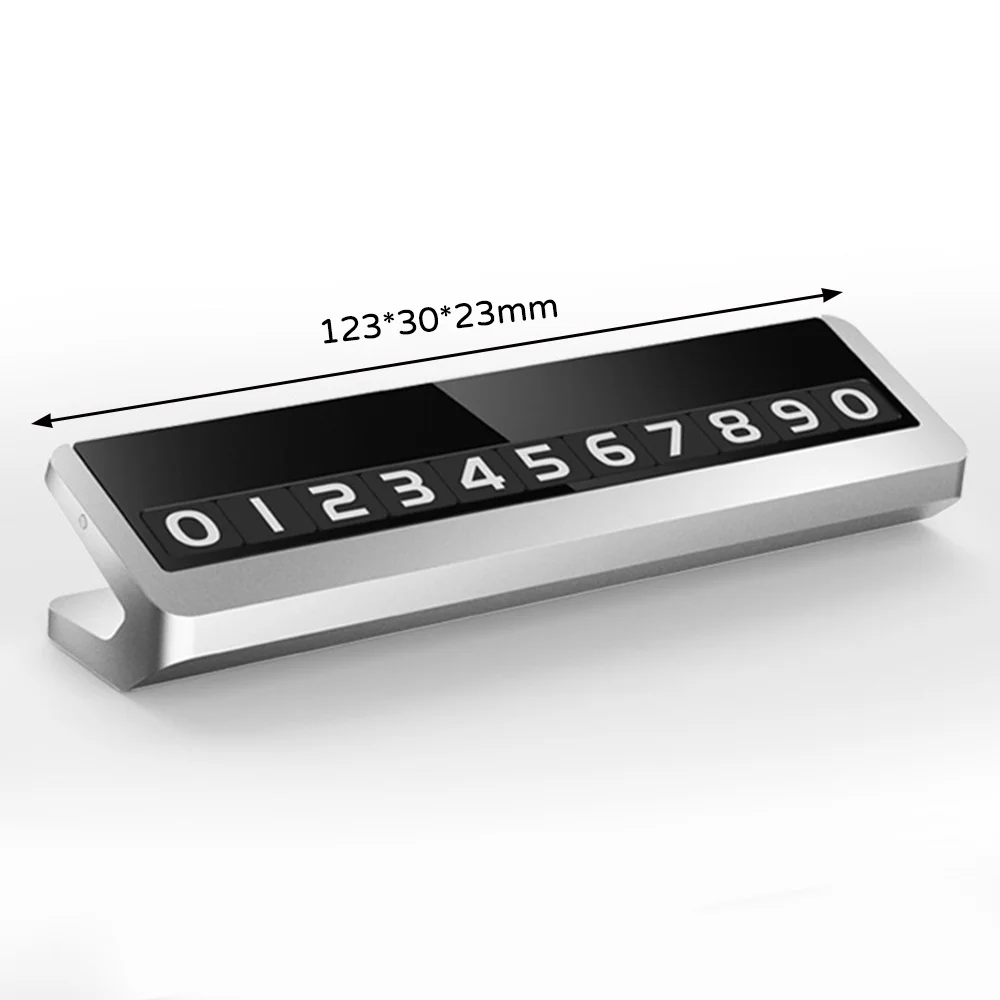 

123*30*23mm Aluminum Alloy Car Temporary Parking Card Phone Number Plate Telephone Number Car Parking Stop Auto Accessories