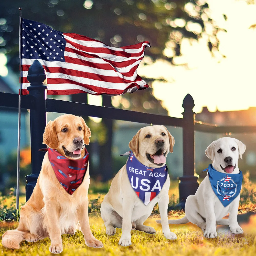 Собачий Бандана с американским флагом собачий шарф для питомца моющийся