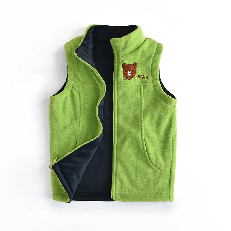 Lemon Green SVELTE/флисовый двусторонний жилет для мальчиков от 4 до 8 лет Детский шерстяной жилет с рисунком медведя Vetement Enfant Gilet Veste/Весенняя жилетка - Цвет: Lemon Green