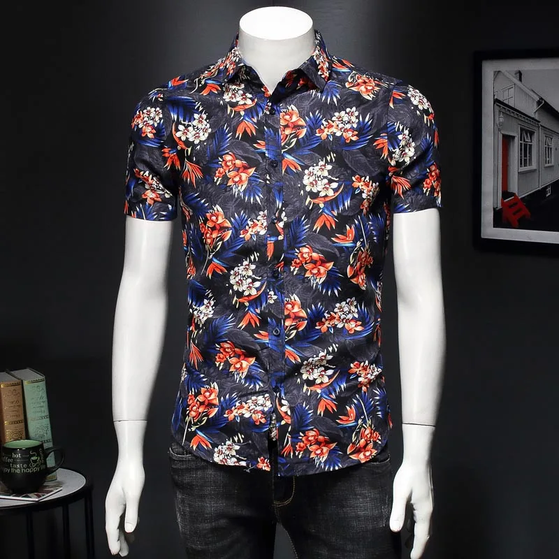 45 кг-120 кг. Мужская гавайская рубашка мужская повседневная Camisa Masculina с принтом на