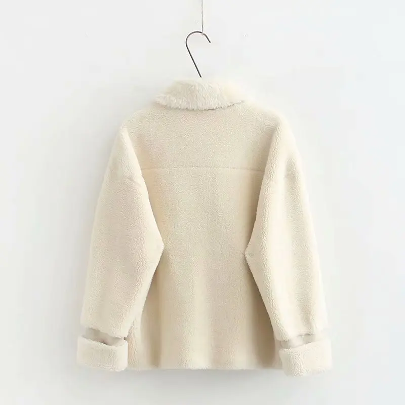 Plus Size Casual Jacket 2019 Autumn Clothing Fashion Loose Long Sleeve Sheepskin wool-one Coats Women A3-666 | Женская одежда
