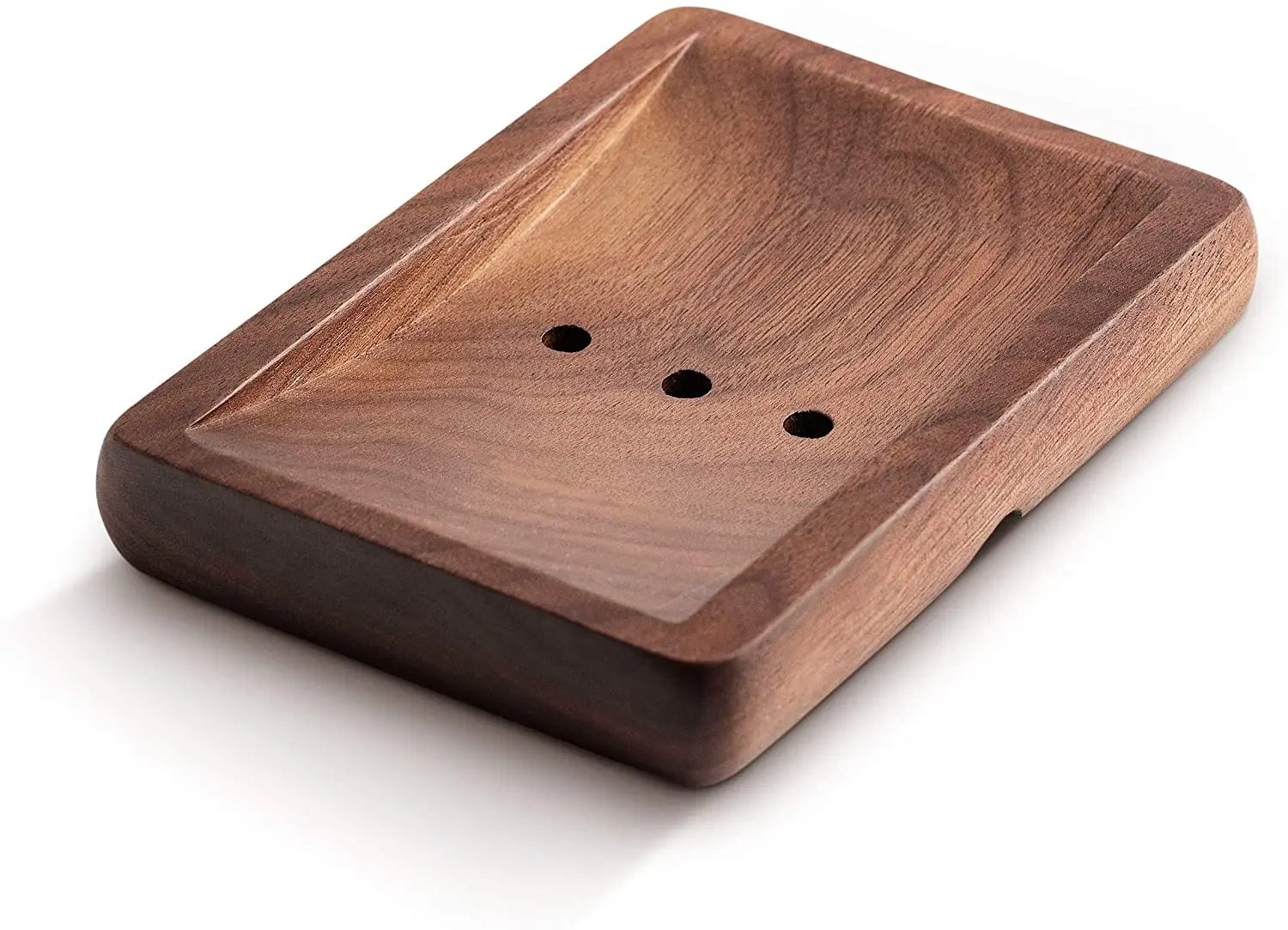 

Walnut Wooden Soap Dishes for Bathroom - Natural Handcrafted Bar Soap Holder, Sponge Holder - Stylish Rectangle Design Wood