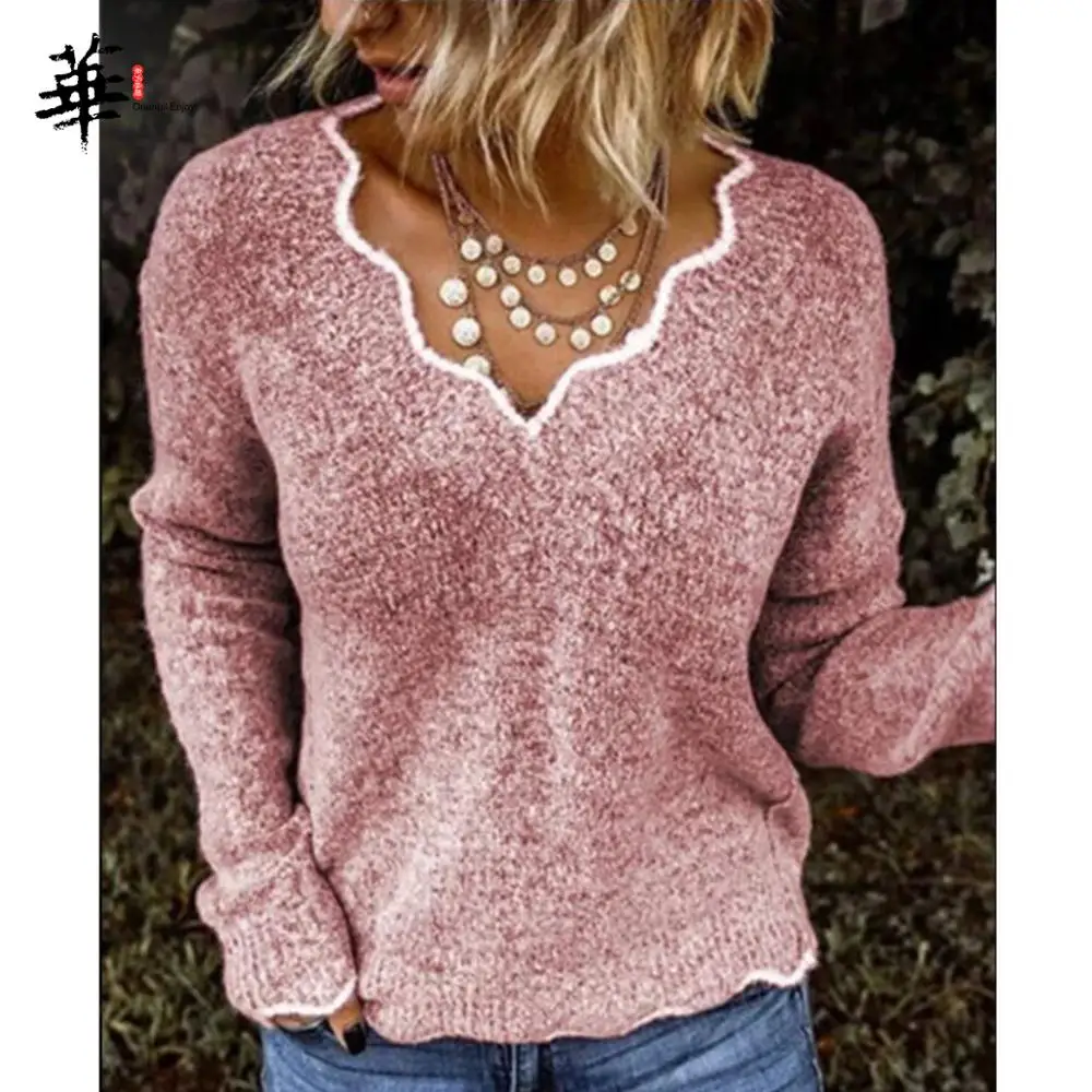 Вязаный свитер Женский винтажный осенний пуловер джемпер женские свитера с