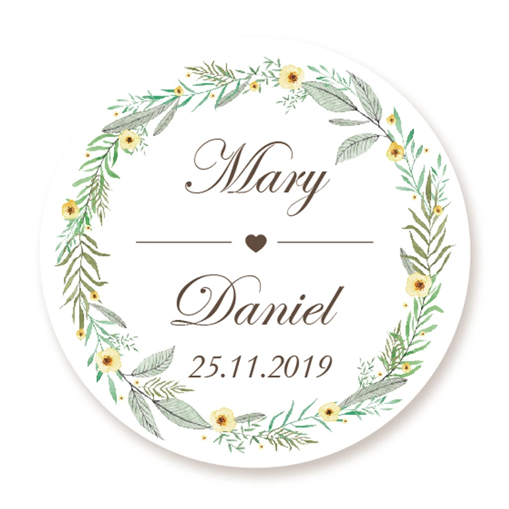 

DouxArt 100pcs Stickers Personalized Wedding, 40mm Garland Wedding Favour Party Label Baptism Communion Handmade Gift Seals