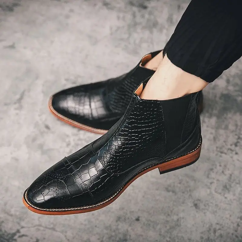 Мужские деловые ботильоны 2020 с круглым носком женская обувь мужская