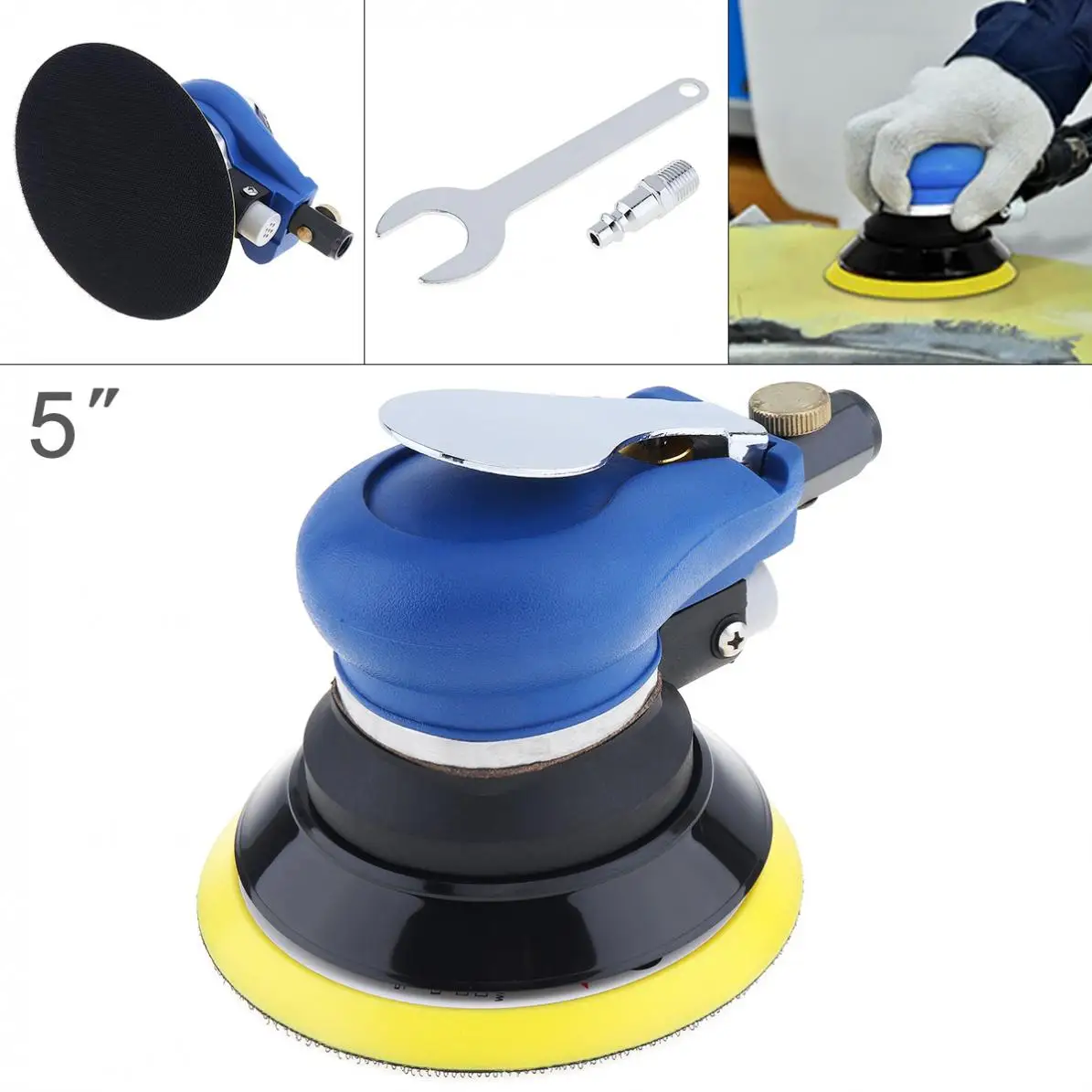 Невакуумная пневматическая шлифовальная машина 5 дюймов с насадкой для шлифовки