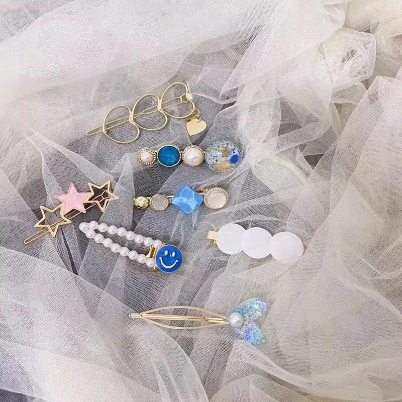 

10/8/7pcs New Fashion Acrylic Hair Clips For Women Girl Pearl Headband Sweet Hairpins Barrettes Hair Accessories Long Barrette