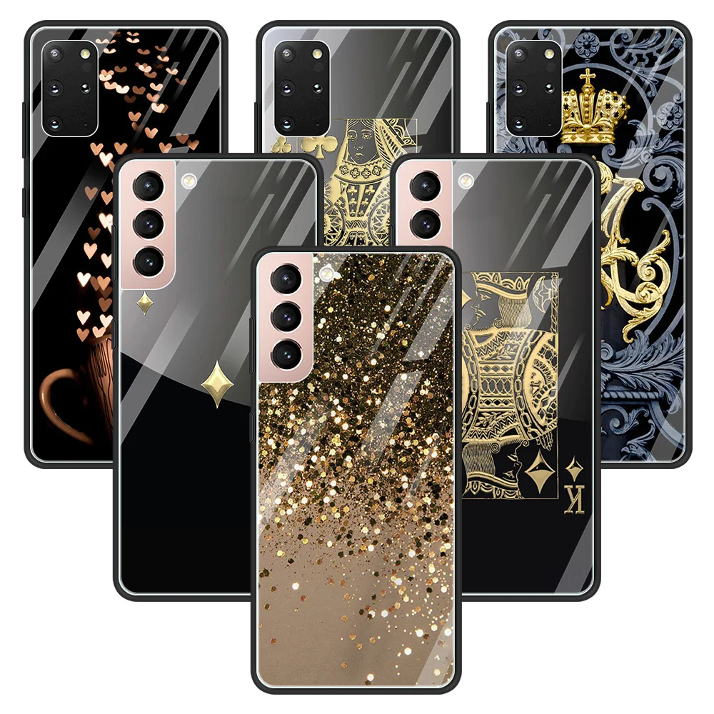 Стеклянный чехол для Samsung S21 S20 Ультра Galaxy FE S10 S9 S8 Plus Lite S10e с Ace из бриллиантов в