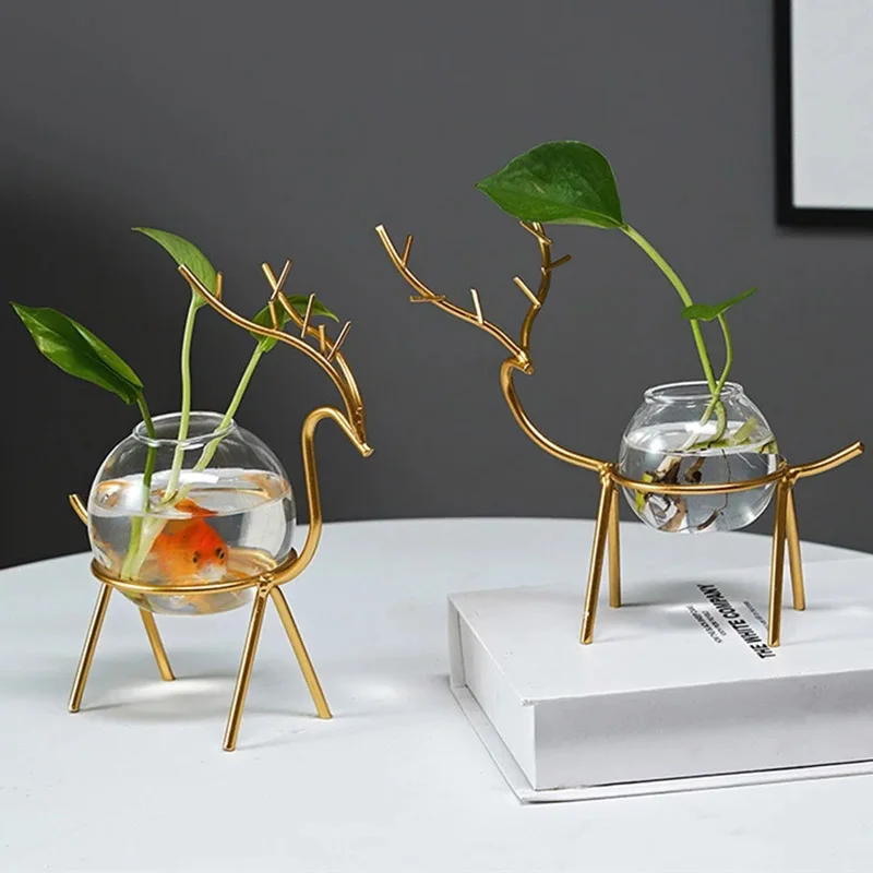 Гидропоники вазы для растений цветочный горшок прозрачная ваза Железный олень