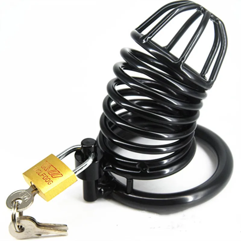 Черный металлический спиральный замок для петуха из нержавеющей стали бондаж на