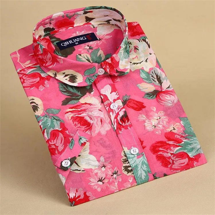 Женская пляжная рубашка с коротким рукавом и цветочным принтом|women floral blouse|blouse