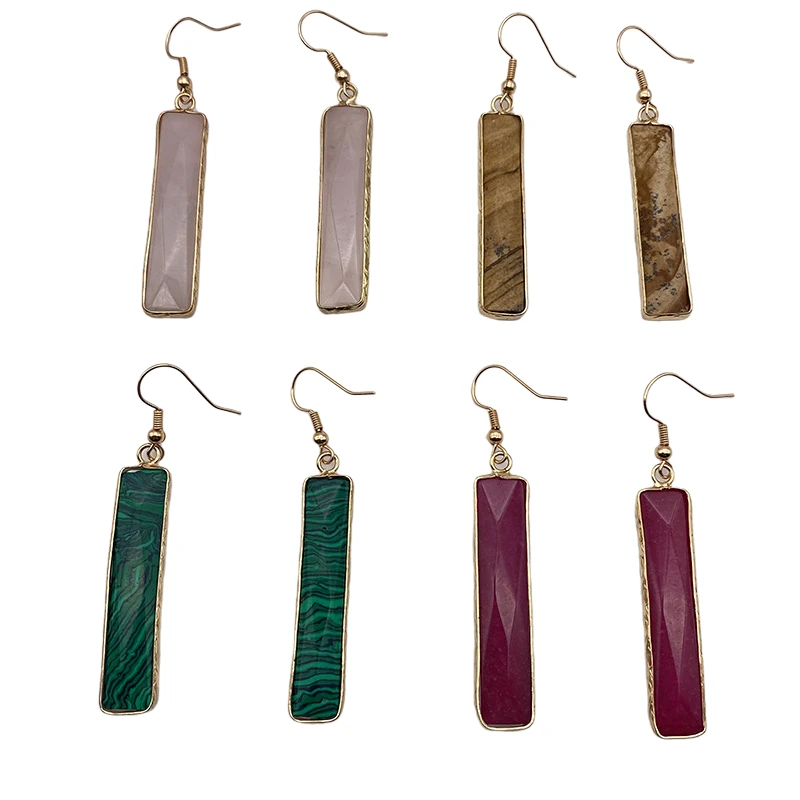 

Stainless Steel Metal Natural Stone Earrings Cute Style Mini Size Crystal Earring Jewelry for Young Lady Girls