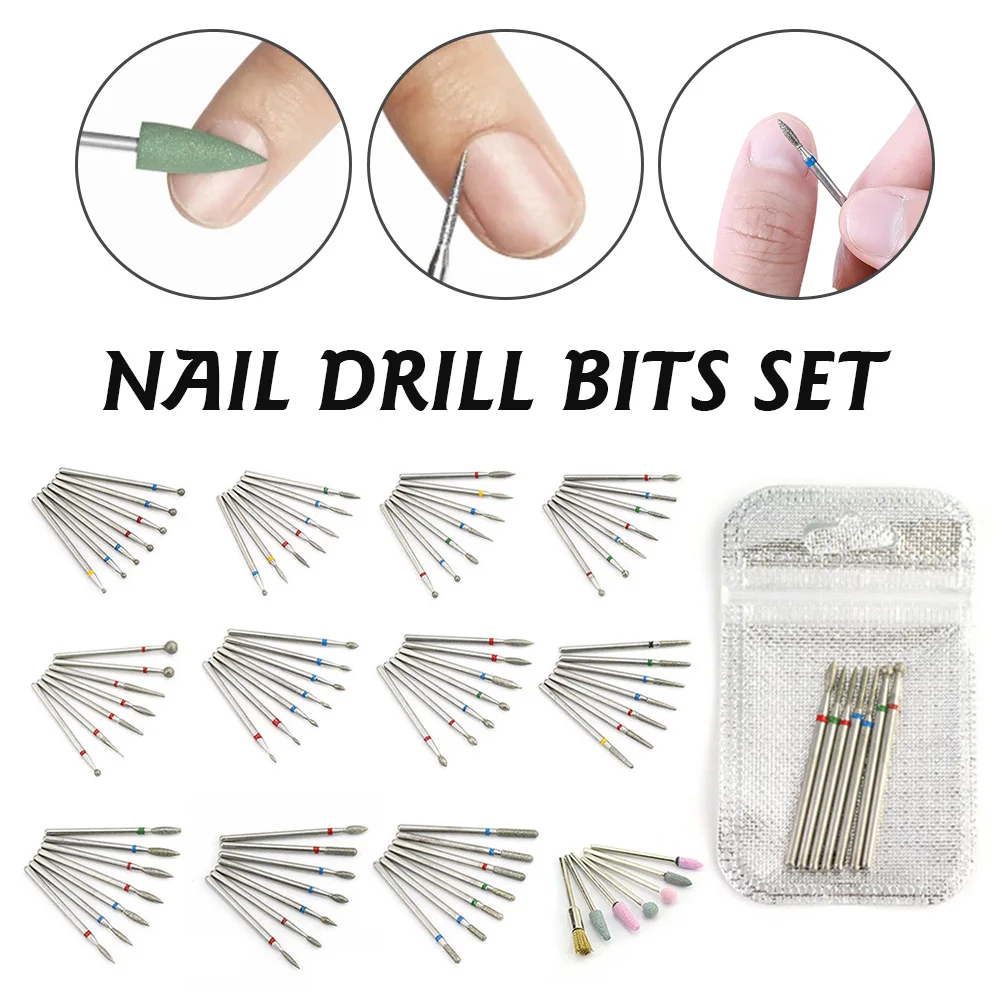 

12 Sets Nail Drill Bits Set For Natural Acrylic Gel Nails Cuticle Nail File Drill Bits Manicure Pedicure Tool For Home Salon
