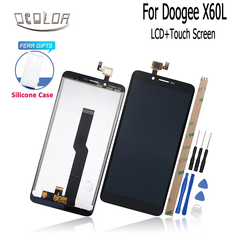 ocolor For Doogee X60L LCD Display And Touch Screen Assembly Parts +Tools Adhesive Phone +Silicone Case | Мобильные телефоны и