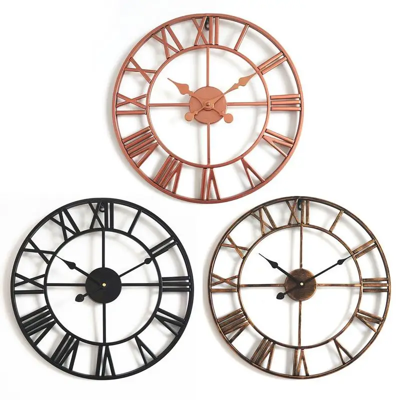 

1pc Metal Rose Gold/copper Roman Openwork Silent Clock Clock European-style Wrought Decorative Mute Wall Home 40cm Iron M3W3