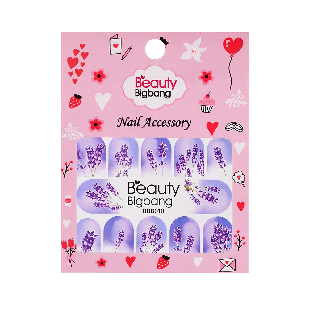 

BigBang 1Sheet Beauty Lavender Nail Stickers Adhesive Nail Art Stickers Nail Tips Decals DIY Transfer Nail Art Decorations