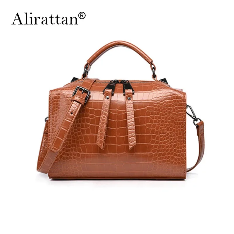 

New Boston Pillow Fashion Desgin Bag Crocodile Pattern Handbags Women Shoulder Crossbody Bags Shopping Travel Bag K221