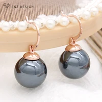 sz design vintage circle dangle earrings for women round simulated pearl drop earrings 585 rose gold party jewelry gifts