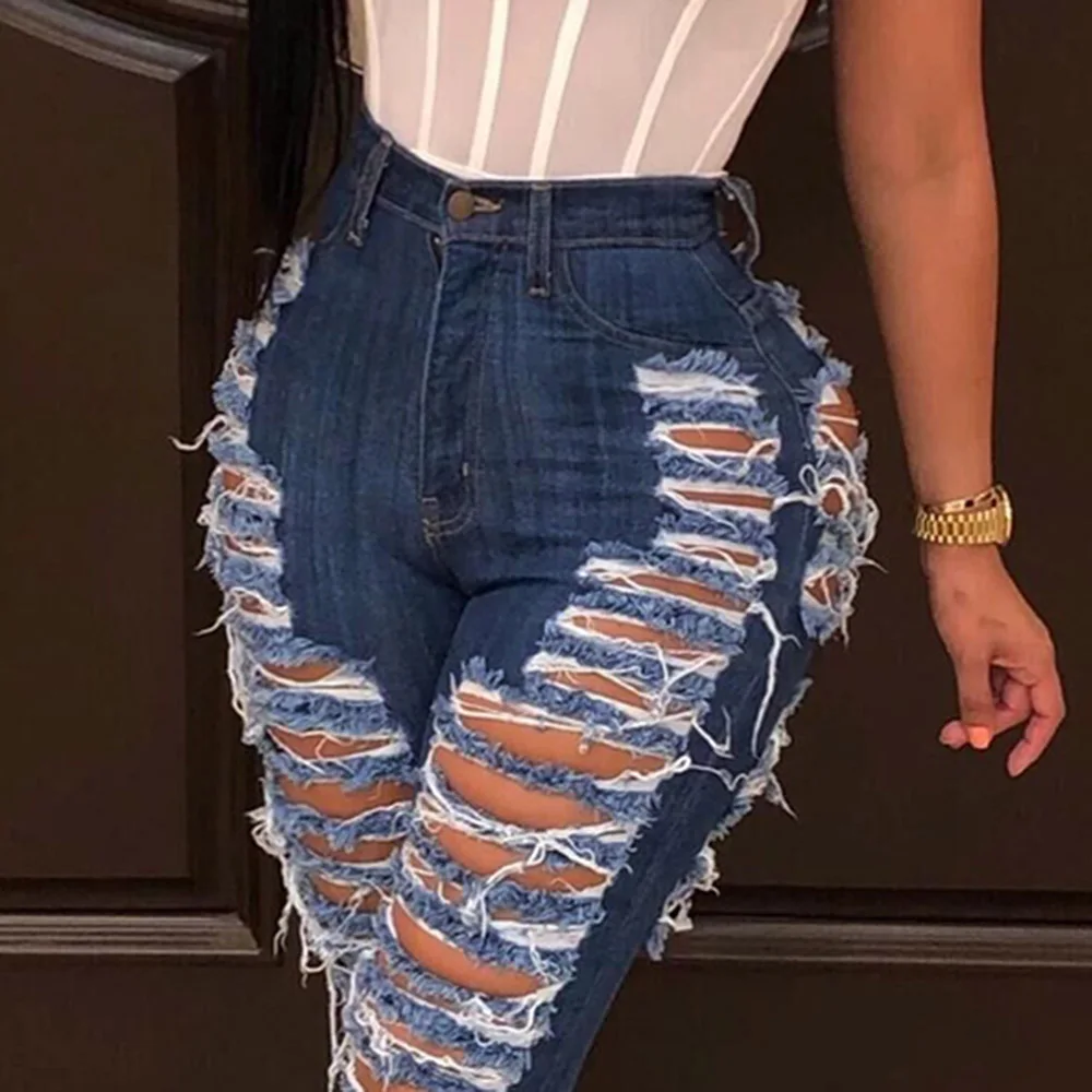 Для женщин джинсовые штаны в африканском стиле 2020 открытые модные Высокая талия