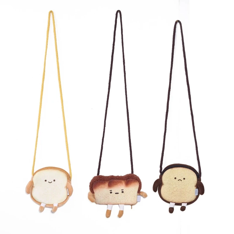 

Cute Bread Toast Plush Shoulder Bag Adult Mini Coin Card Holder Purse Earphone Lipstick Money Storage Crossbody Handbag