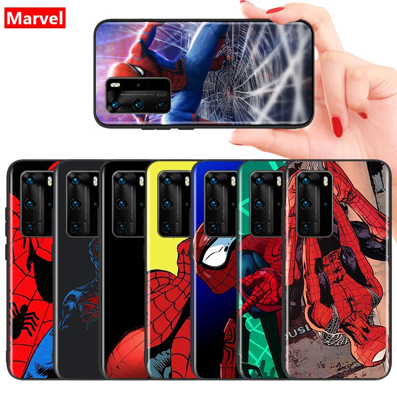 

Marvel Spider-Man Avengers Super Hero For Huawei Mate 10 20 X 5G 30 40 RS Porsche Lite P Smart S Z Pro Plus Black Phone Case
