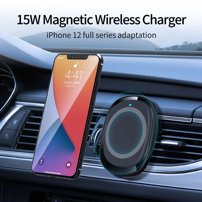 

Magnetic Wireless Car Charger Max 15W Qi Fast Charging Auto Clamping Car Charger Air Vent Phone Holder for iPhone 13 12 pro max