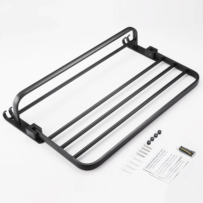 

Space Aluminum Black Towel Rack Wall Mounted Folding Towel Holder Storage Shelf